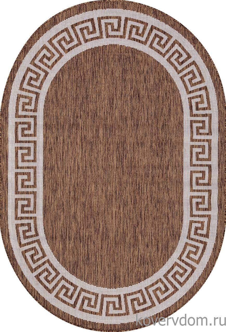 Ковер циновка VEGAS S002 BROWN-CREAM Овал